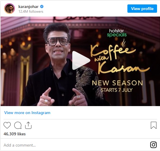 Koffee With Karan Season 7- Karan Johar's Show Will Be Gushed On This Day, Insider Facts Of Celebs Will Be Uncovered-Pic Credit Instagram